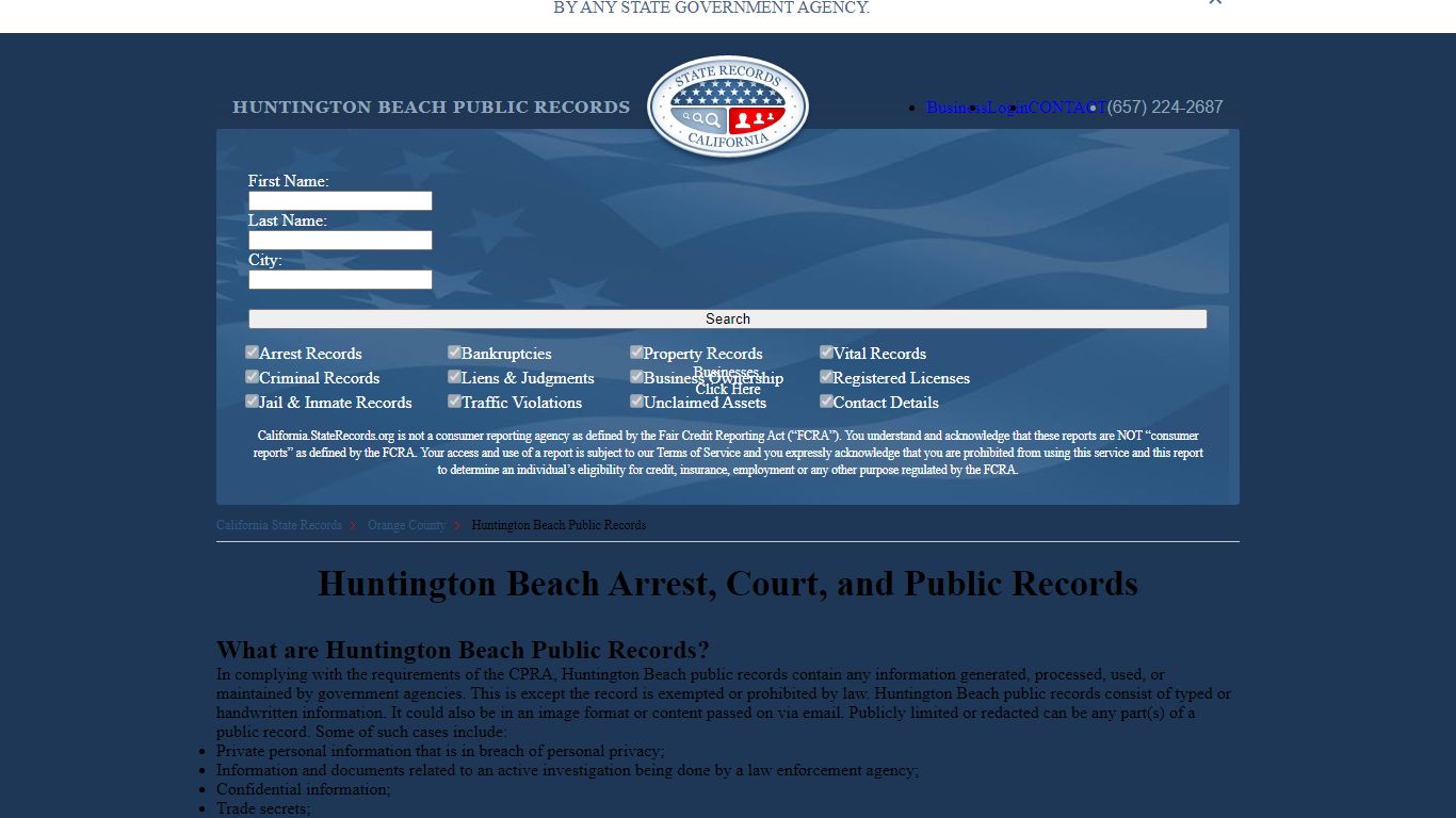 Huntington Beach Arrest, Court, and Public Records